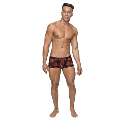 Kiss Me - Mini Short - Small - Sheer Lips Black