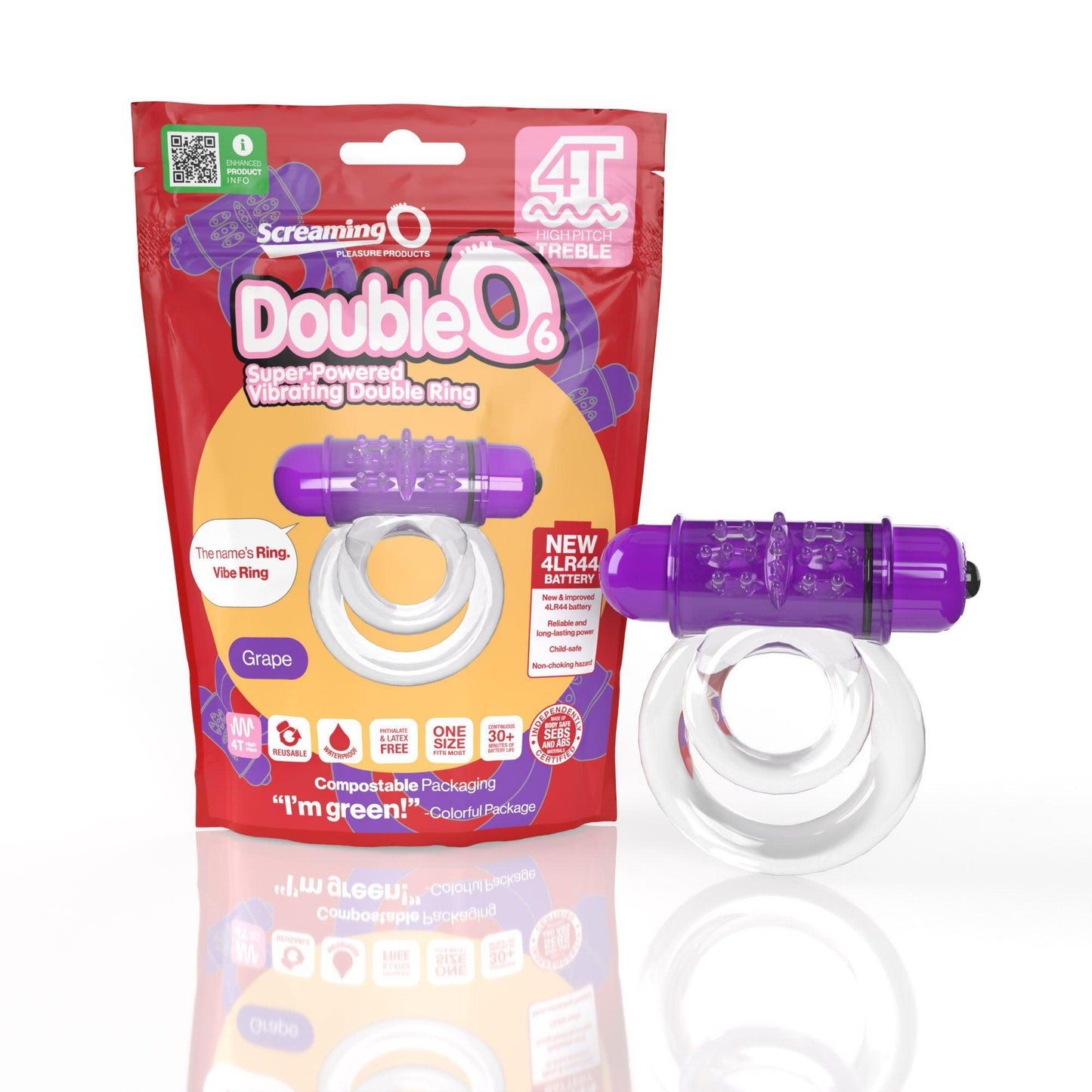 Screaming O 4t - Double O 6 Super Powered   Vibrating Double Ring - Grape