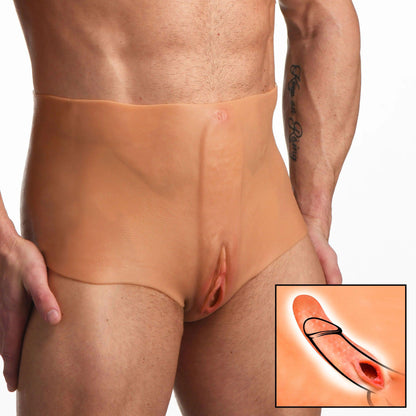 Pussy Panties Silicone Vagina Plus Ass Panties - Large