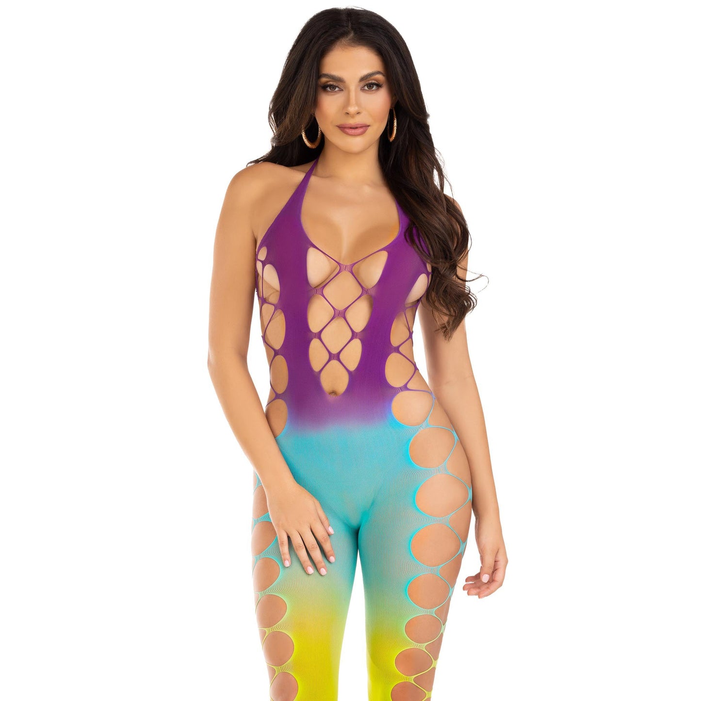 Ombre Footless Bodystocking - One Size - Ocean