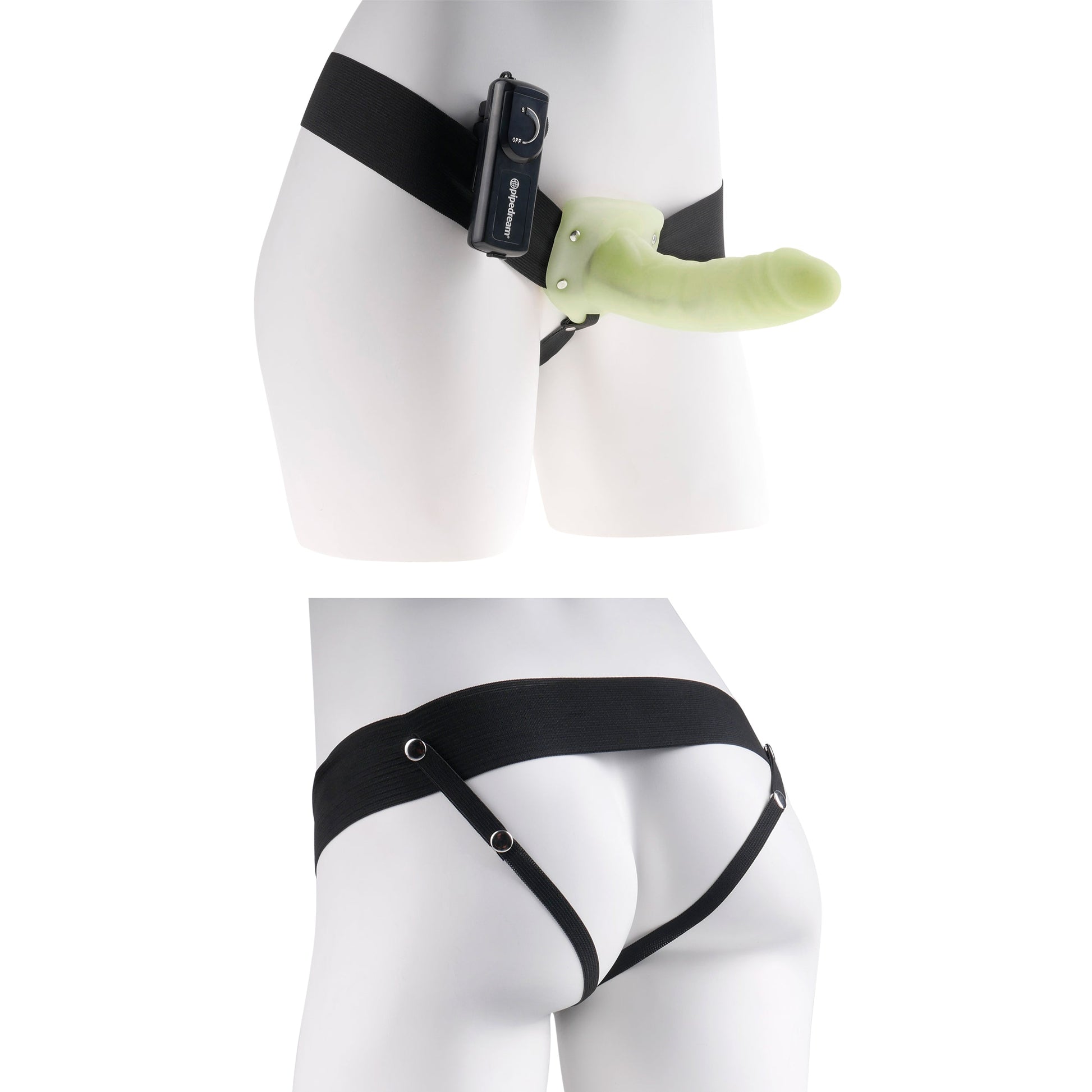 Fetish Fantasy Series for Him or Her Vibrating Hollow Strap-on - Glow in the Dark