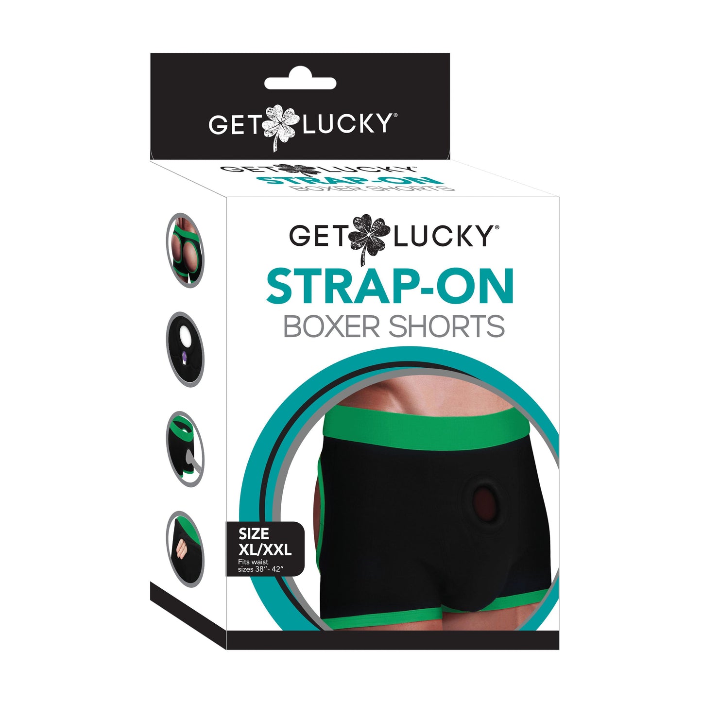 Get Lucky Strap-on Boxer Shorts - Xlarge/xxlarge - Black/green