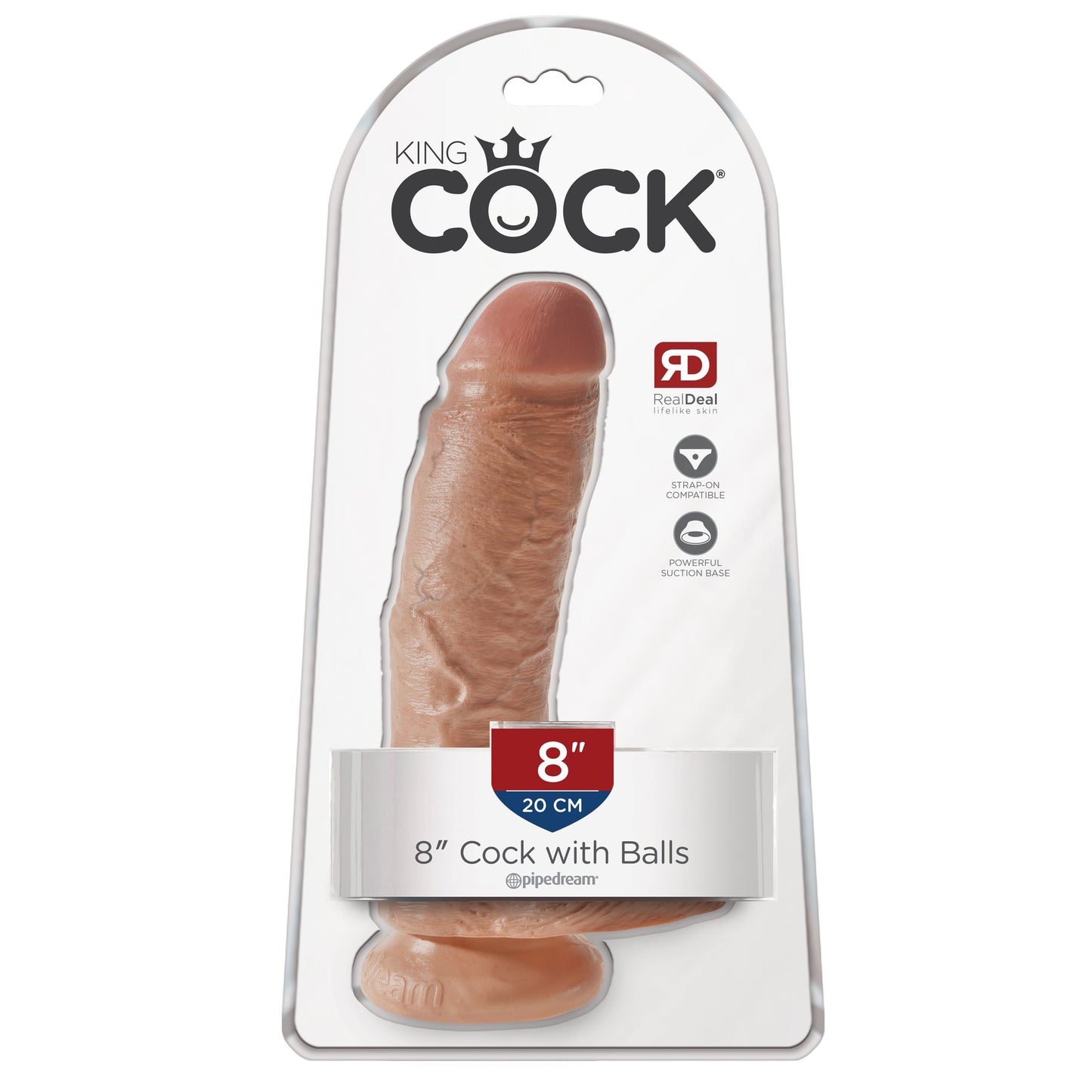 King Cock  8 Inch Cock With Balls - Tan
